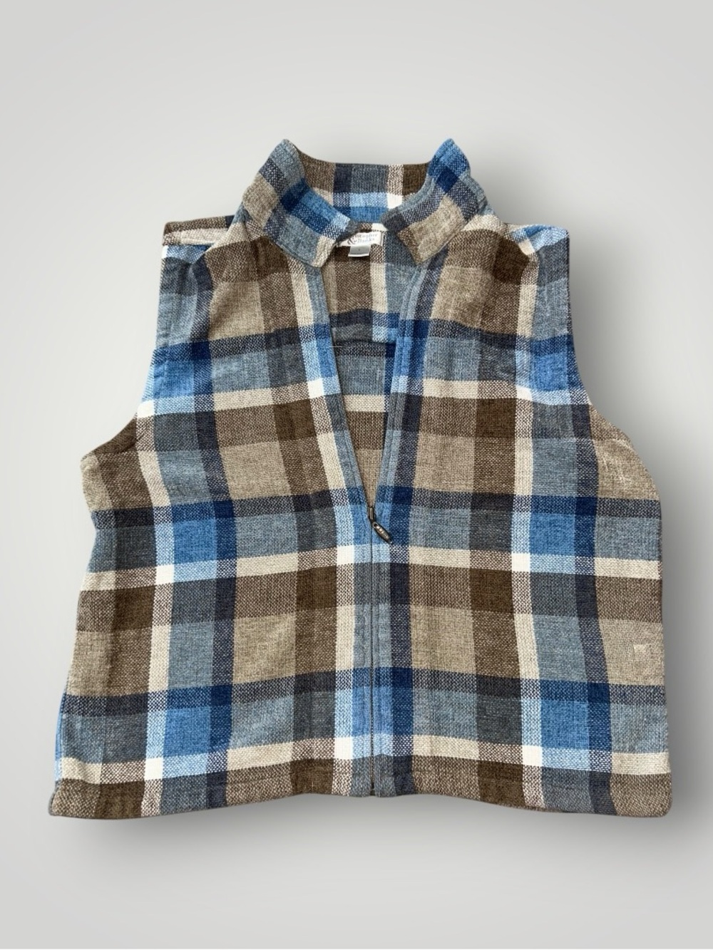 Christopher & Banks Blue, Brown and Cream Plaid Vest